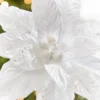 24" x 10" White Glitter Edge & Bead Poinsettia Stem