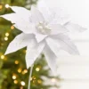 18" x 12" White Jewel Poinsettia Stem