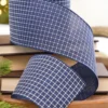4" x 10 Yard Blue & White Checkered Stitch Ribbon