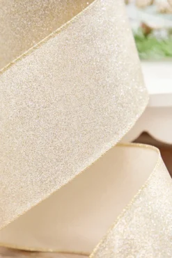 4" x 10 Yard Champagne Shimmer Glitter Ribbon