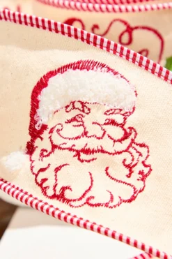 4" x 5 Yard Embroidered Santa Face/Believe Ribbon