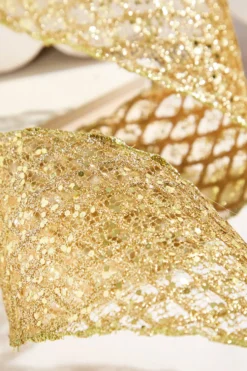 4" x 10 Yard Gold Mesh Wired Ribbon