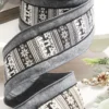 4” x 10 Yard Gray Wool Edge Scandinavian Center Stripe Ribbon
