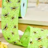 2.5" x 10 Yard Green Ribbon with Bees And Speckles