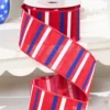 2.5" x 10 Yard Horizontal Stripe Red, White & Blue Ribbon