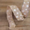 1.5” X 10 Yard Jute Polka-Dot Ribbon