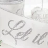 4" x 5 Yard Let It Snow White Embroidered Ribbon