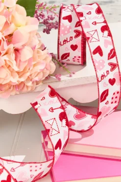 1.5" x 10 Yard Letters/Hearts/ XOXO Patterned Ribbon