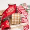 4" x 5 Yard North Pole Cookies & Milk Co. Embroidered Red
