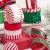 4" x 10 Yard Peppermint Striped Ribbon