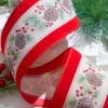 4" x 10 Yard Pinecone and Berry Wired Ribbon
