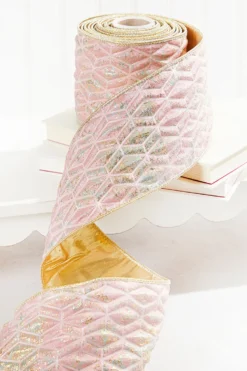 4" x 5 Yard Pink Chadwick Dupioni Back Ribbon