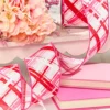 2.5" x 10 Yard Pink, Red & White Plaid Valentine Ribbon