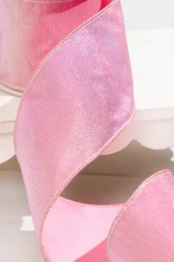 4” x 5 Yard Pink Splash with Fused Tissue Back Ribbon