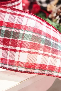 4”x 10 Yard Red/Black/White Plaid Ribbon