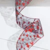 2.5" x 10 Yard Red Glitter Heart Sheer Black Ribbon