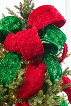 5" x 3 Yard Red Velvet Braided Ribbon