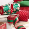 4" x 10 Yard Red Velvet with Red Glitter Stripe Ribbon