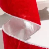 4" x 10 Yard Red Velvet with Silver Tinsel Edge Ribbon
