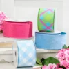2.5" x 10 Yards Diagonal Blue Check Ribbon