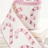 4" x 5 Yard Sequin Embroidered Pink Candy Cane Ribbon