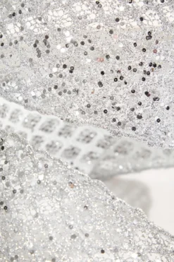 4" x 10 Yard Silver Mesh Wired Ribbon