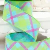2.5 x 10 Yards Printed Plaid On Royal Ribbon